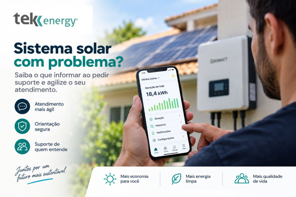 Orientações para solicitar suporte de um sistema de energia solar